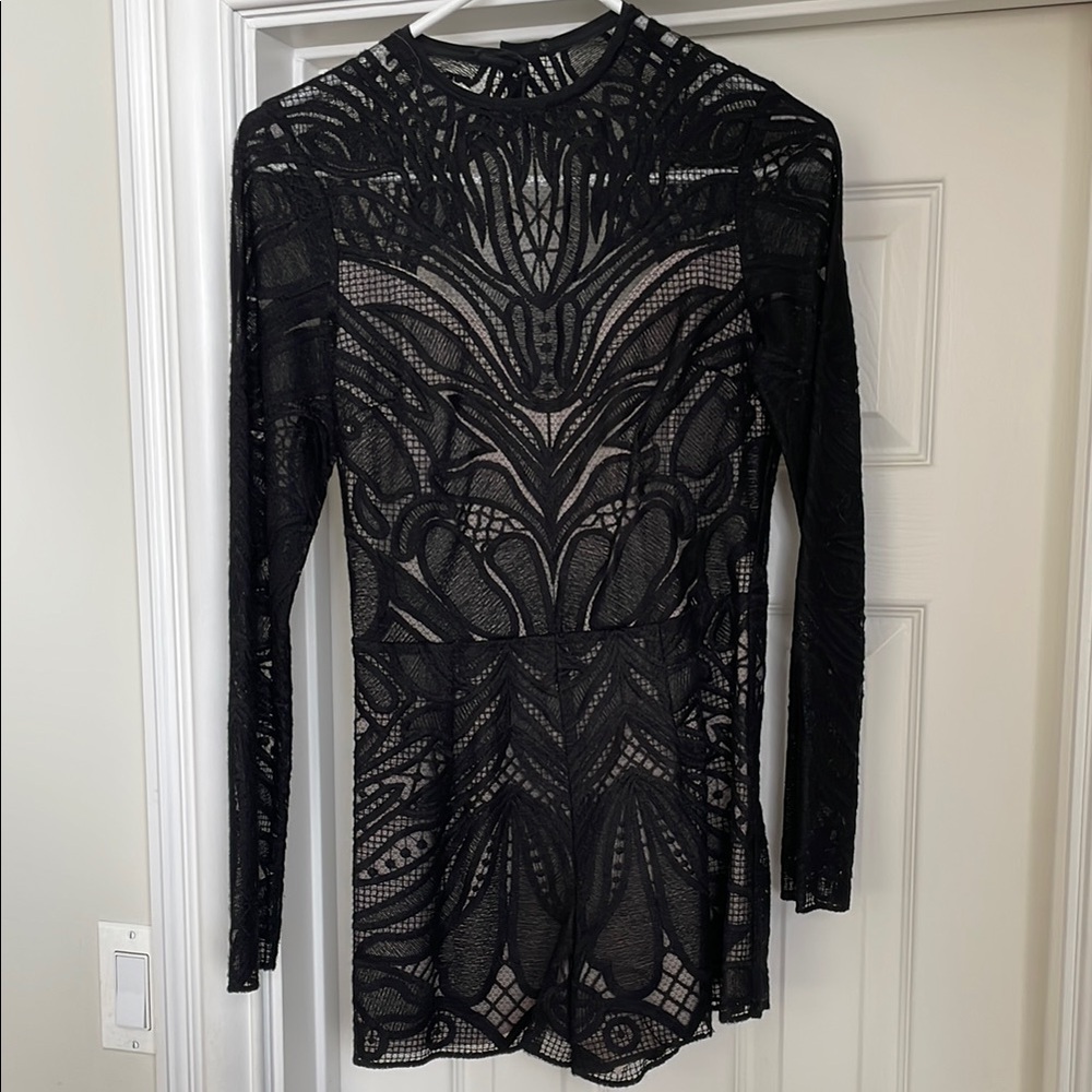 Elegant Black Lace Romper